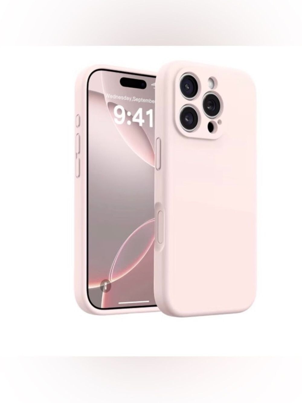 AOTESIER Silicone Phone Case iPhone 16 Pro Soft Pink Protective